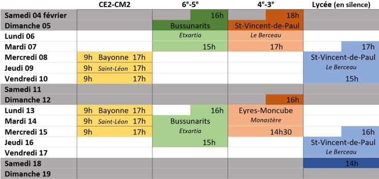 Retraites spirituelles jeunes vacances de février 2023